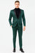 Mens Emerald Green Shiny Stripe Tuxedo Suit – Slim Fit 2-Piece Satin Lapel Dinner Jacket and Pants Ultra slim fit