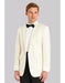 Men's Fabric Peak Lapel Ivory Jacket One Button