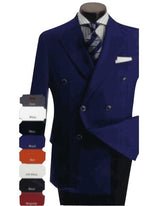 Men's Fashion Double Breasted Blazers Sport coat Velvet fabric - Slim Fitted