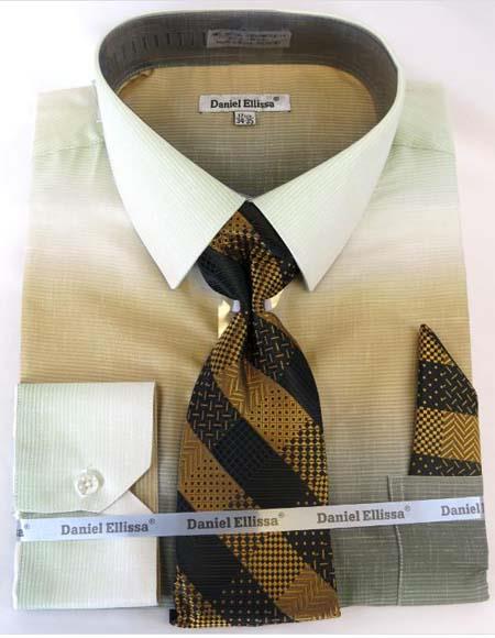 Mens Fashion Dress Shirts And Ties Beige Colorful Men'S Dress Shirt Beige / 20.5” Neck /36-37” Sleeve