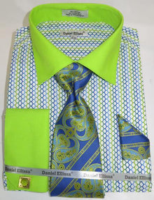 Mens Fashion Dress Shirts And Ties Green Lime Multi Colorful Men'S Dress Shirt