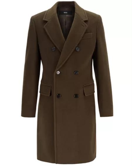 Men's Fashion Show Capsule Coat Men's double breasted overcoat ~ Long Men's Dress Topcoat - Winter coat Green