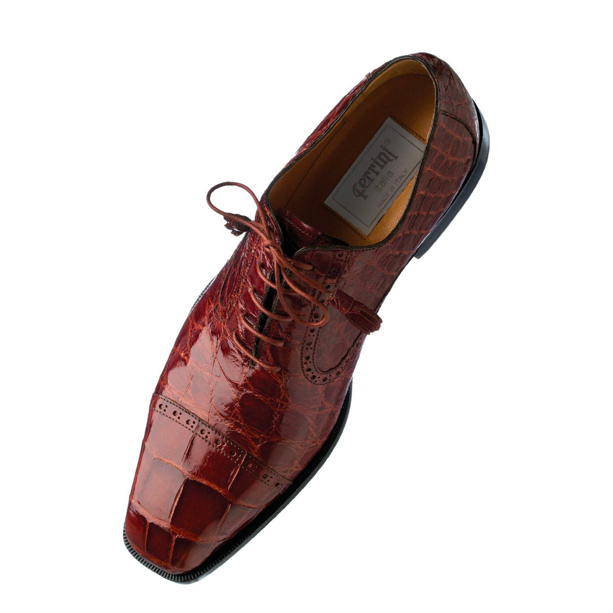 Mens Ferrini Alligator Hornback Dress Shoe in Chocolate main image 0