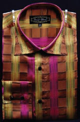 Men'S Fuschia Fancy Polyester Dress Fashion Shirt