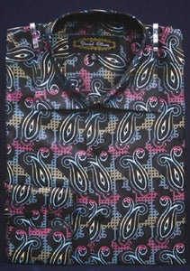 Multi-Color thick collared cuffs Fancy Polyester Dress Shirt