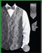 Men's 4 Piece Groomsmen Dress Tuxedo Wedding Vest ~ Waistcoat ~ Waist coat   Set (Bow Tie, Neck Tie, Hanky) - Shiny P A I S L E Y Jacquard Black - Men's Neck Ties - Mens Dress Tie - Trendy Mens Ties