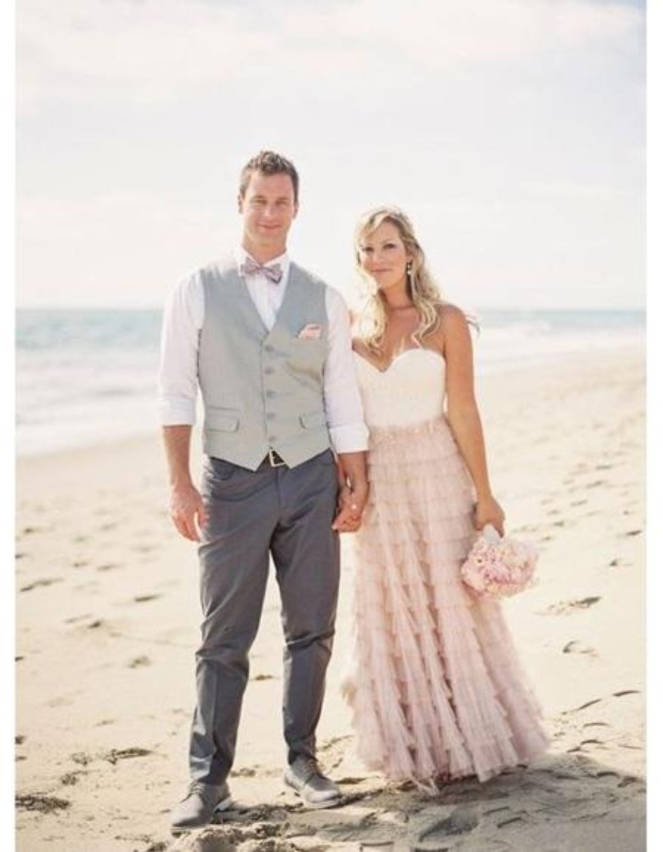 Men's Five Buttons Beach Wedding Attire Gray Suit