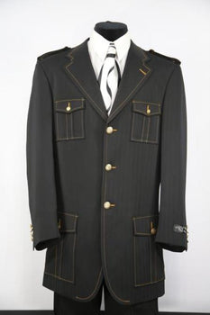 Men's Naval Style Zoot Black Flap Pocket