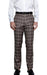 Mens Flat Front Pants - Plaid Pants - Slim Fit Pants - Windowpane Pant - Coffee