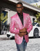 Alberto Nardoni Brand Fashion Men'S Shiny Fuchsia ~ Black Lapel Blazer Fashion Pink Sportcoat
