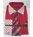 French Cuff Solid Body With Poka-A-Dot Collar Red Fire Men'S Dress Shirt