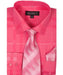 Fuchsin 60% Cotton 40% Polyester Shadow Striped Tie with Hanky Men's Dress Shirt