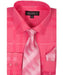 Fuchsin 60% Cotton 40% Polyester Shadow Striped Tie with Hanky Men's Dress Shirt