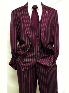 Men's Gangster Bold PinStripe Stripe Chalk Pinstripe Vested 3 Piece Fashion Suits 1920;s 30s Fashion in 10 Colors Pre order Collection For August/1/2021