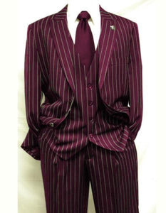 Men's Gangster Bold PinStripe Stripes Chalk Pinstripe Vested 3 Piece Fashion Suit 1920;s 30s Fashion in 10 Colors Pre order Collection For August/1/2021