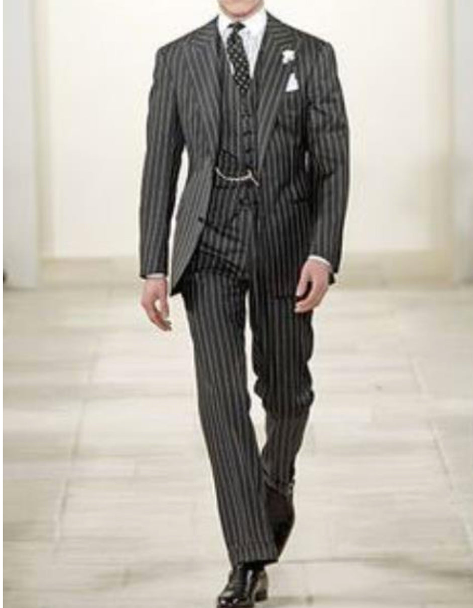 Zoot Suit Costume Adult Black White Pinstripe Gangster