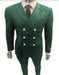 Mens Gangster Suit - 1920s Style 6 Button Style Contrast Buttons Pinstripe Suit Hunter Green
