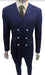Mens Gangster Suit - 1920s Style 6 Buttons Style Contrast Buttons Pinstripe Suit Dark Blue