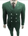 Mens Gangster Suit - 1920s Style 6 Buttons Style Contrast Buttons Pinstripe Suits Hunter Green