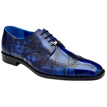 Belvedere Santo Antique Blue Alligator Wingtip Derby – Men's Dress Shoes