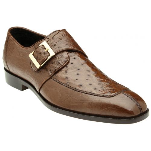 Belvedere Josh Brown Ostrich Leather Monk Strap Loafers for  display picture 1