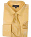 Gold 60% Cotton 40% Polyester Shadow Striped Tie with Hanky Men's Dress Shirt