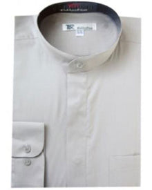 Band Collarless Grey Men's Dress Shirt
