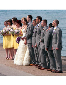 Men's Gray One Chest Pocket Beach Wedding Attire Menswear