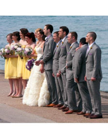 Men's Gray One Chest Pocket Beach Wedding Attires Menswear
