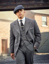 Men's Gray Three Buttons Peaky Blinders Suit - Peaky Blinders Outfit + Overcoat + Hat (Peaky Blinder Custome)