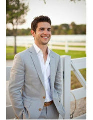 Men's Gray Two Buttons Beach Wedding Attires Menswear Suit