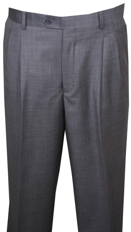Long Rise Big Leg Slack Dress Pants Light Gray Wool Wide Leg Pants Pleated Baggy Dress Trousers unhemmed unfinished bottom