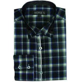 Green Long Sleeve Plaids And Checks Pattern Men's Dress Shirt