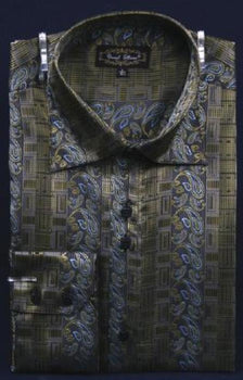 Men'S Olive Green One Chest Pocket Fancy Polyester Shirt With Button Cuff Night Club Outfit Guys Wear For Men Clothing Fashion
