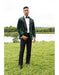 Men's Green Peak Lapel One Chest Pocket Tuxedo
