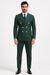 Mens Green Pinstripe Double-Breasted Suit – Slim Fit 2 Piece Formal Business Suit with Peak Lapel 1920s Gangster Pinstripe