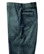 Men'S Green Flat Front Unhemmed Unfinished Bottom