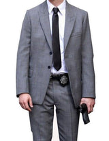 Men's Grey 2 Button Peak Lapel Suit