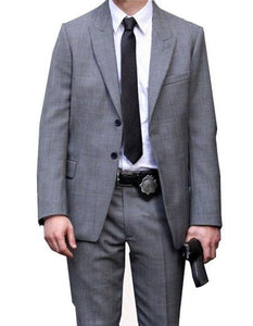 Men's Grey 2 Button Peak Lapel Suit