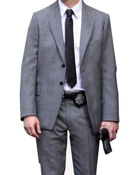 Men's Grey 2 Button Peak Lapel Suit