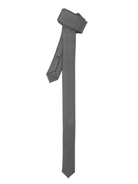 Shiny Grey Fashionable Super Skinny Slim Fully Lined NeckTie-Men's Neck Ties - Mens Dress Tie - Trendy Mens Ties