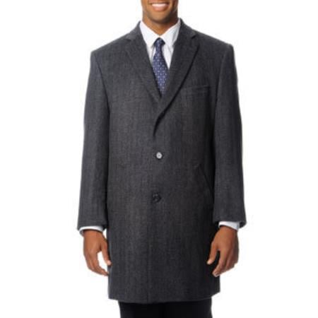Men's Dress Coat Caravelli  2 Buttons Style Men's Carcoat ~Three Quarter Light Gray Long Men's Dress Topcoat -  Winter coat