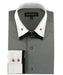 Double Spread Collar 100% Cotton Solid  Grey Men's Dress Shirt