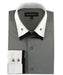Double Spread Collar 100% Cotton Solid  Grey Men's Dress Shirt