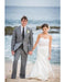 Men's Grey Flap Two Pockets Beach Wedding Attire Suit Menswears