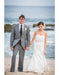 Men's Grey Flap Two Pockets Beach Wedding Attire Suit Menswear