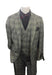 Men's Grey Two Button Closure Plaid Pattern Peak Lapel  Jacket