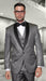 Men'S Two Toned Lapel Enzo 1-Button Side Vents Solid Tuxedo Grey