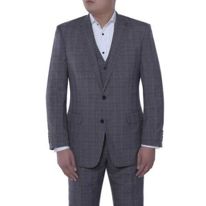 Men's 3-piece Suit Giovanni Grey and Black English Plaid Italian Style Classic Fit