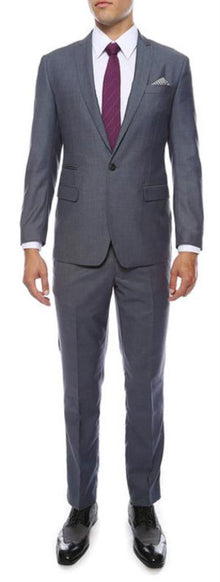 Extra Slim Fit Suit Mens Grey Or Blue Peak Lapel Suit Extra Slim Fitted Pants